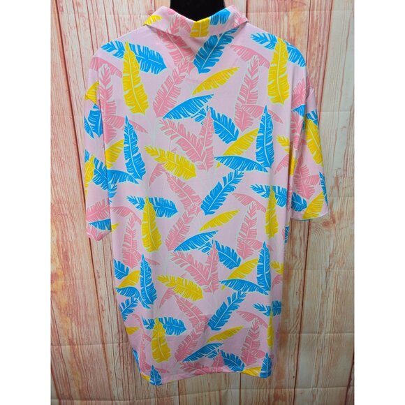 SurfCuz Mens Tropical Leaf Polo Shirt XXXL - Picture 2 of 9